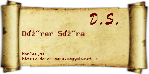 Dérer Sára névjegykártya